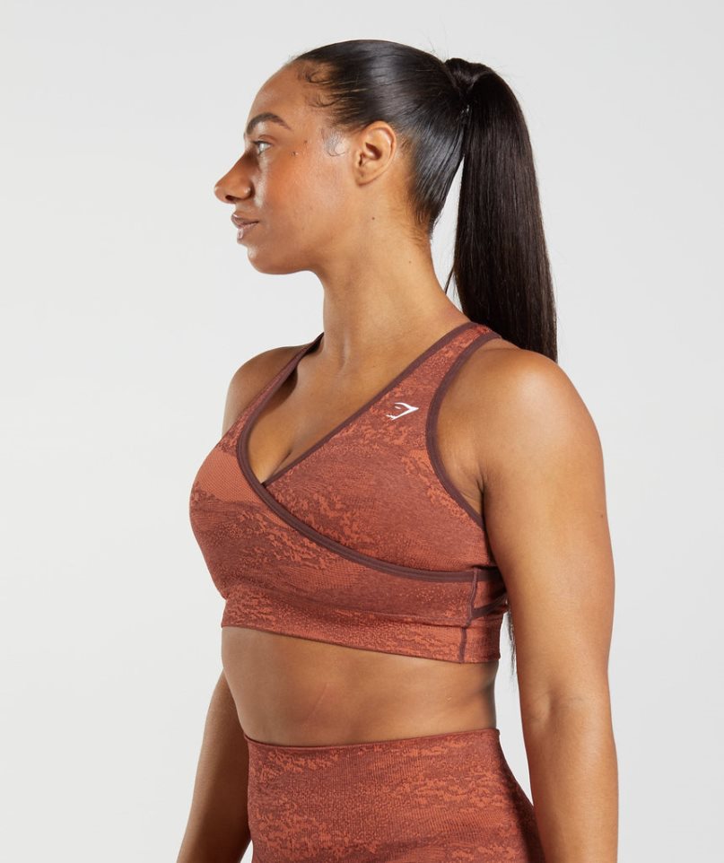 Women's Gymshark Adapt Camo Seamless Sports Bra Brown | CA A58N17